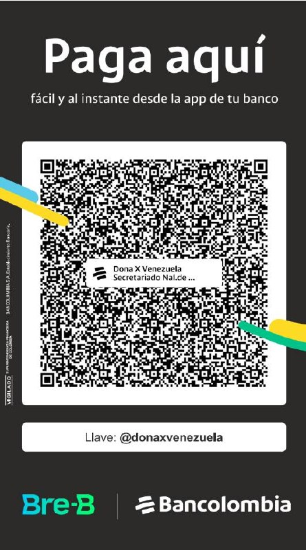 Código QR Bre-B Bancolombia para donar